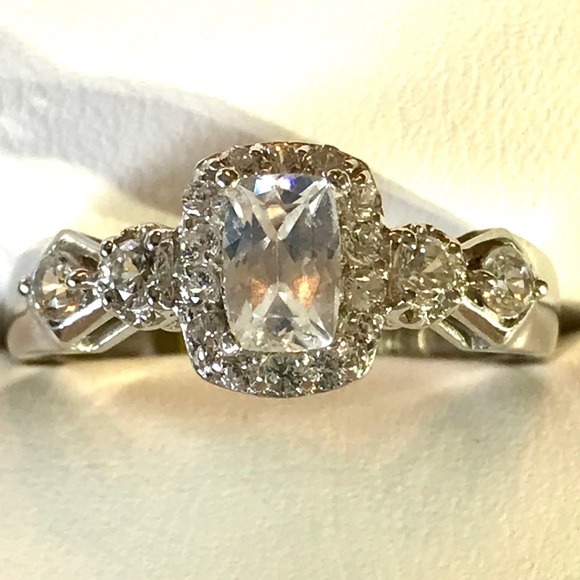 New!🍑 White Zircon,Platinum over Sterling Silver - Picture 3 of 5